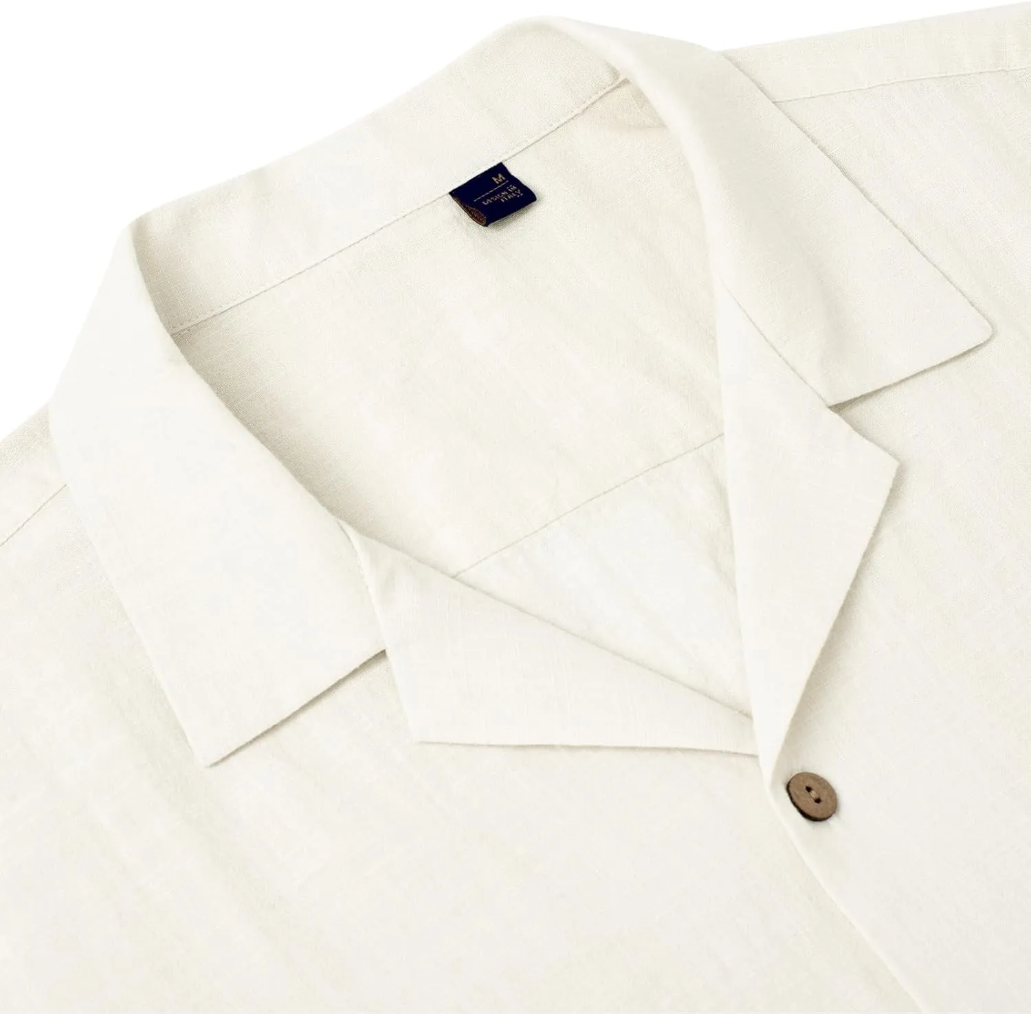 Alimens & Gentle Mens Linen Shirts Short Sleeve Button Down Shirts Cotton Summer Beach Cuban Shirts Vacation Hawaiian Shirts