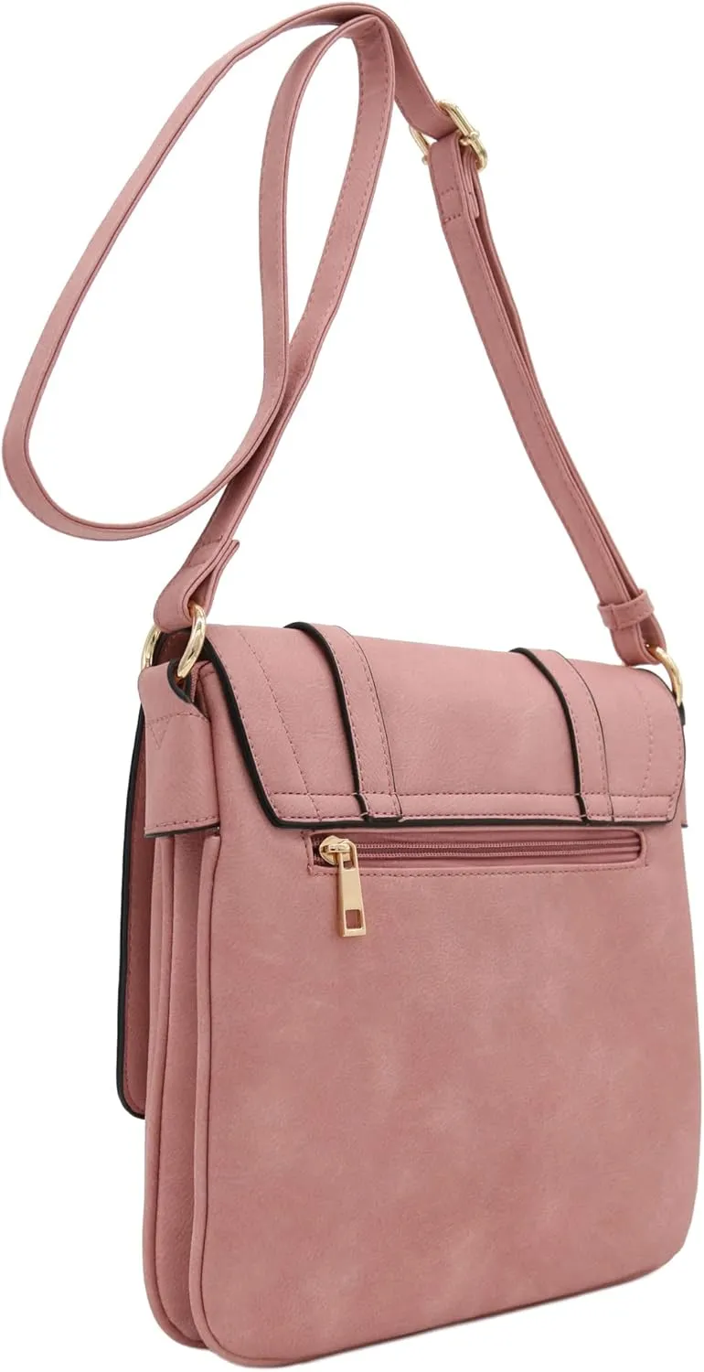 ALYSSA Double Compartment Large Flapover Crossbody Bag