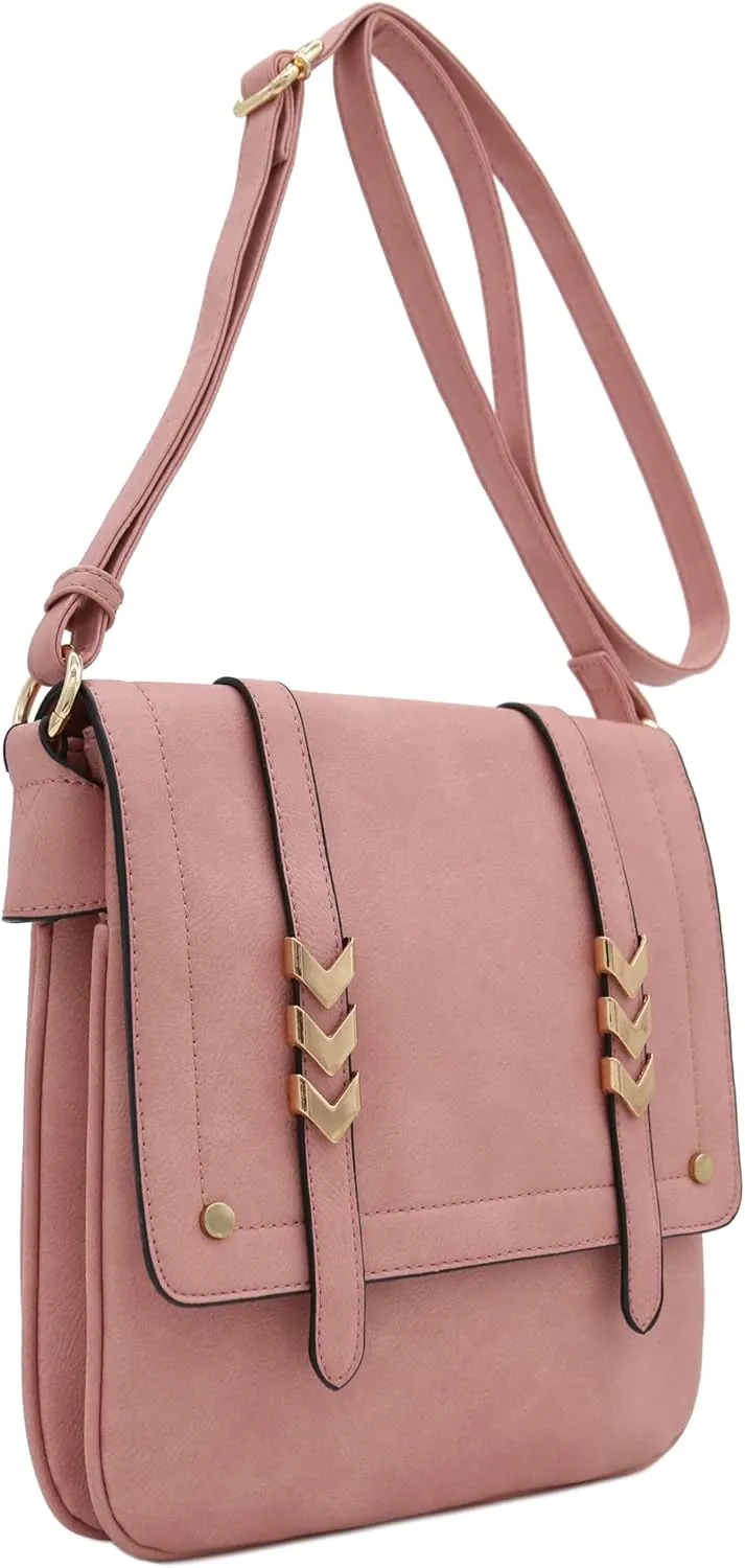 ALYSSA Double Compartment Large Flapover Crossbody Bag