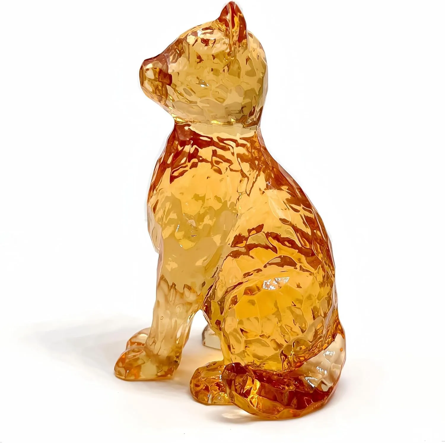 Amber Cat Figurines Statue Decor Cat Memoial Gifts for Cat Lovers Mom Women,Knick Knacks for Shelf, Bookshelf Decor,Resin Cat Sculpture