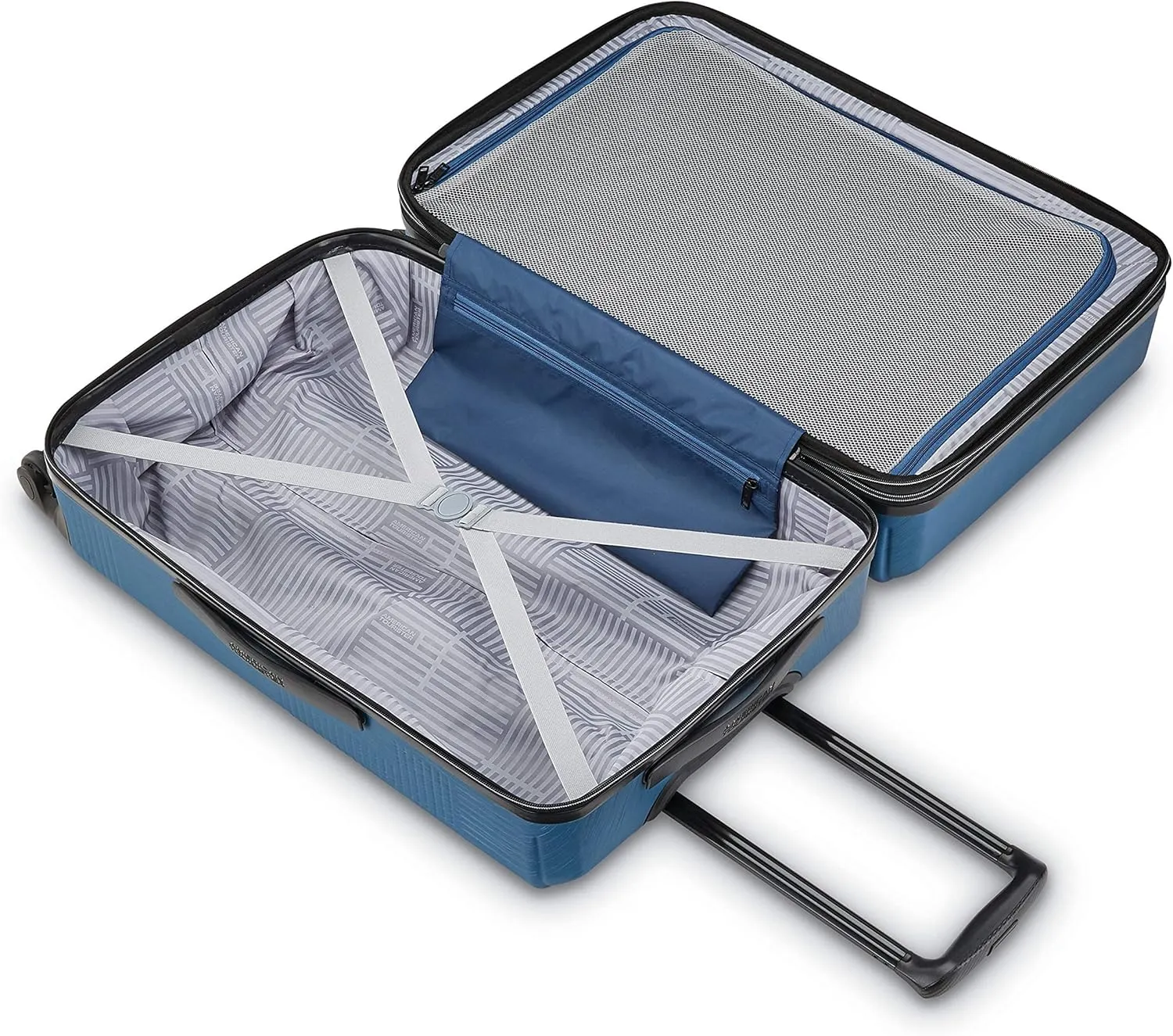 American Tourister Stratum XLT Expandable Hardside Luggage with Spinner Wheels, Blue Spruce, Carry-On 20-Inch