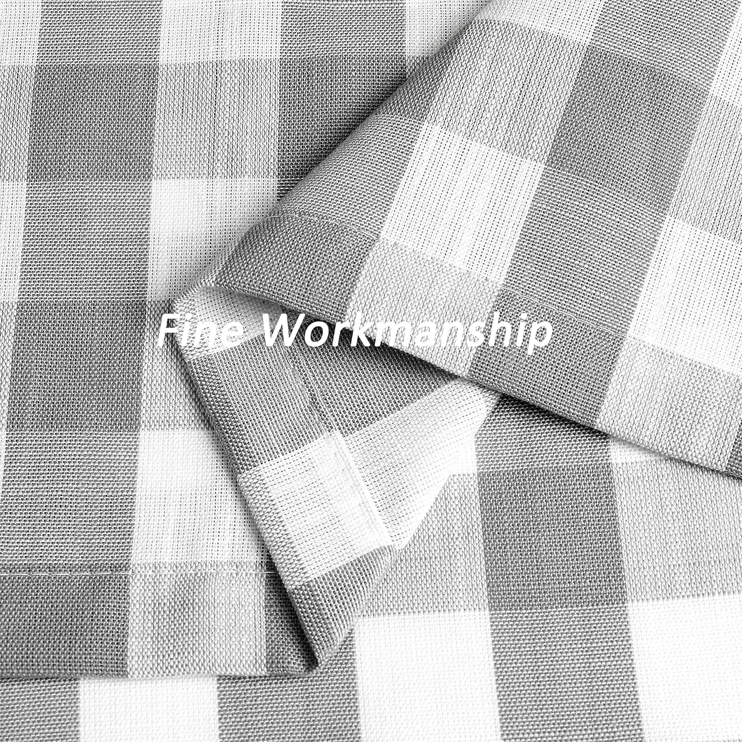 Amzdecor Buffalo Check Tier Curtains for Kitchen, Thick Yarn Dyed Buffalo Plaid Gingham Rod Pocket Farmhouse Cafe Bathroom Drapes, Short Kitchen Window Curtains, 28" W x 24" L, Sliver/Gray, Set of 2