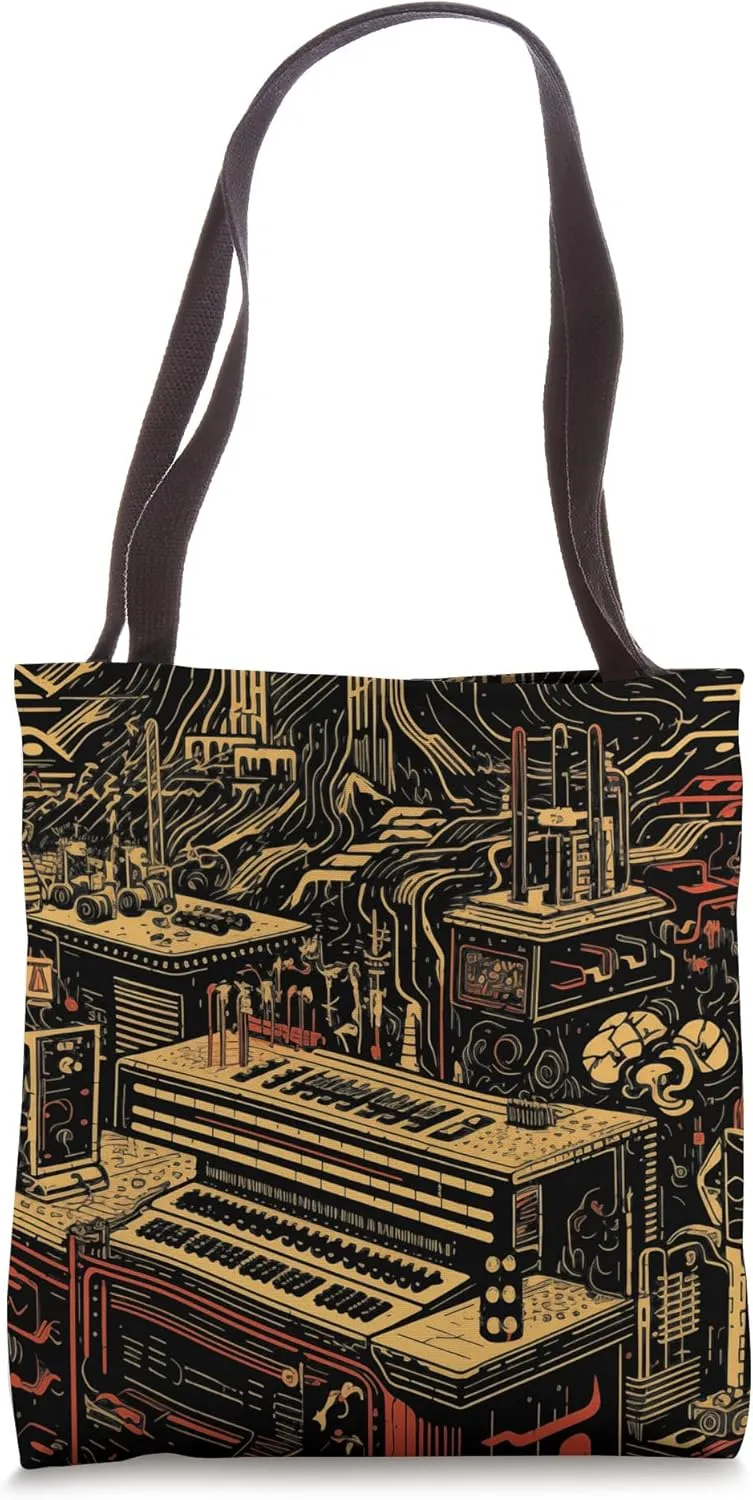 Analog Vintage Modular Synthesizer - Japanese Print Inspired Tote Bag