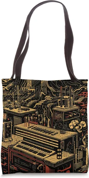 Analog Vintage Modular Synthesizer - Japanese Print Inspired Tote Bag