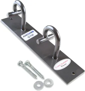 Anchor Gym H2 Resistance Band Anchor - Single Unit with Two Hooks Exercise Band Wall Mount for Bodyweight Straps, Strength Training, Home Gym (Wood Screws Included)