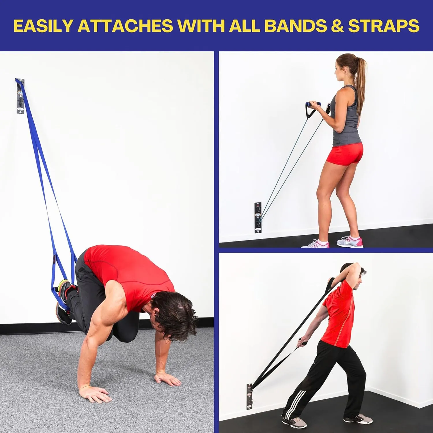 Anchor Gym H2 Resistance Band Anchor - Single Unit with Two Hooks Exercise Band Wall Mount for Bodyweight Straps, Strength Training, Home Gym (Wood Screws Included)