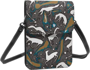 Ancient Tribe Mural History Abstract Crossbody Cell Phone Purse for Womens Lightweight Small Soft Leather Fashion Travel Wallet with Adjustable Strap