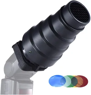Andoer Conical Snoot with Grid & Filters for YongNuo & Godox On-Camera Flash Speedlite