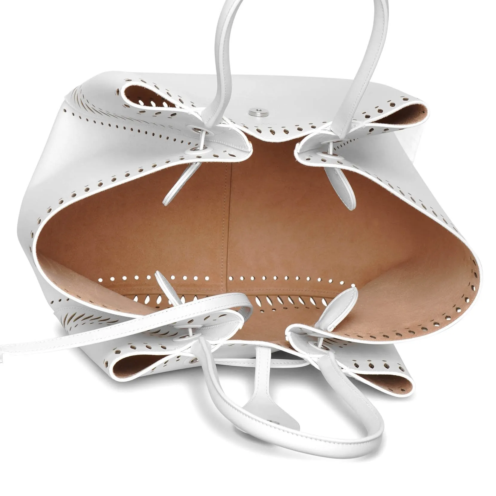 Angele 25 white leather tote bag