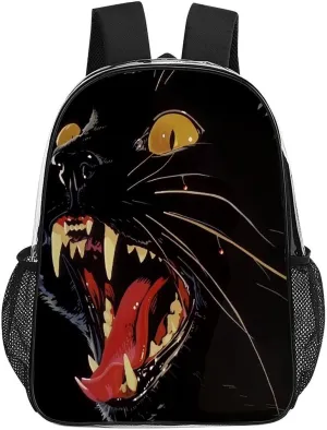 Angry Black Cat Clear Shoulders Bag Unisex Backpack for Camping Hiking Travel