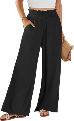 ANRABESS Womens Linen Pants 2025 Summer Casual Loose Wide Leg Palazzo Pants High Waist Flowy Beach Trousers Work Outfits
