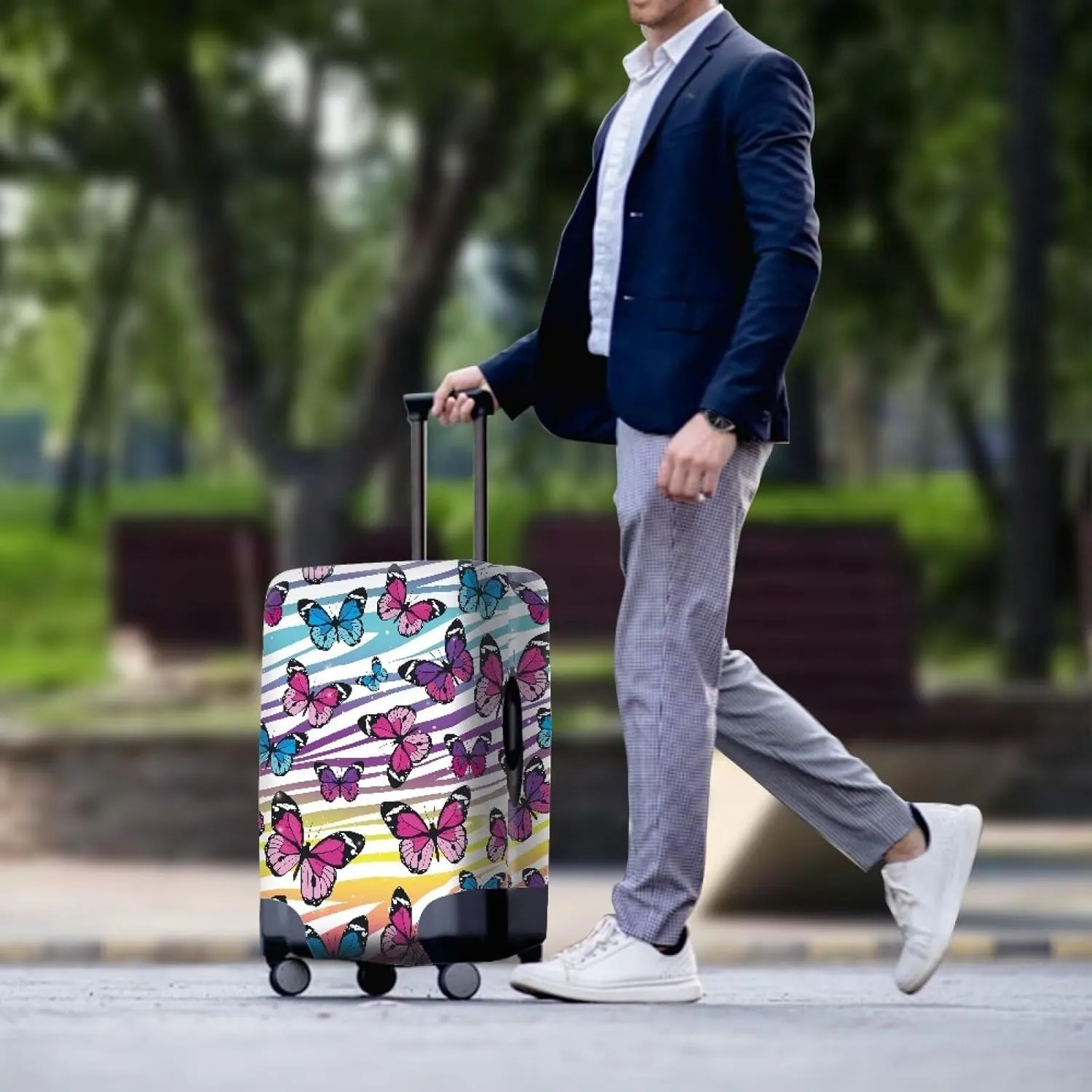 Anti Scratch Luggage Protector - Fashion Travel Bags Protective Cover Dustproof & Scratch-Resistant Covers for Checked Suitcases Butterfly Design