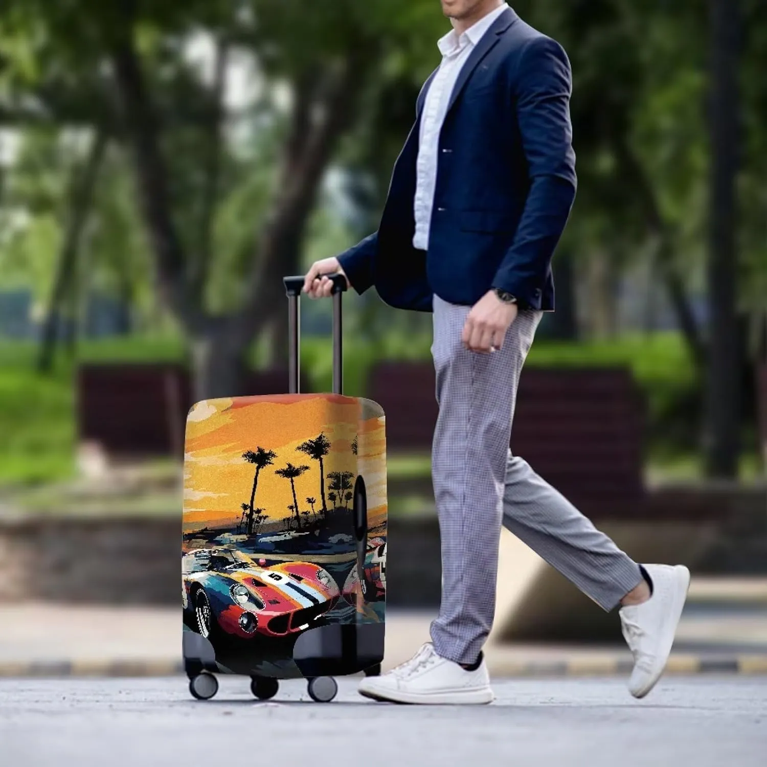 Anti Scratch Luggage Protector - Fashion Travel Bags Protective Cover Waterproof & Scratch-Resistant Covers Dustproof for Checked Suitcases Car Print