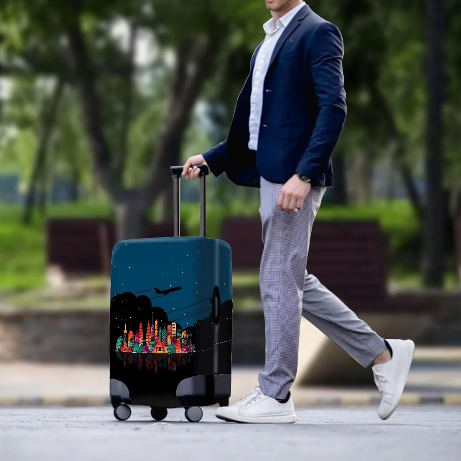 Anti Scratch Luggage Protector - Fashion Travel Bags Protective Cover Waterproof & Scratch-Resistant Covers for Checked Suitcases Airplane Design
