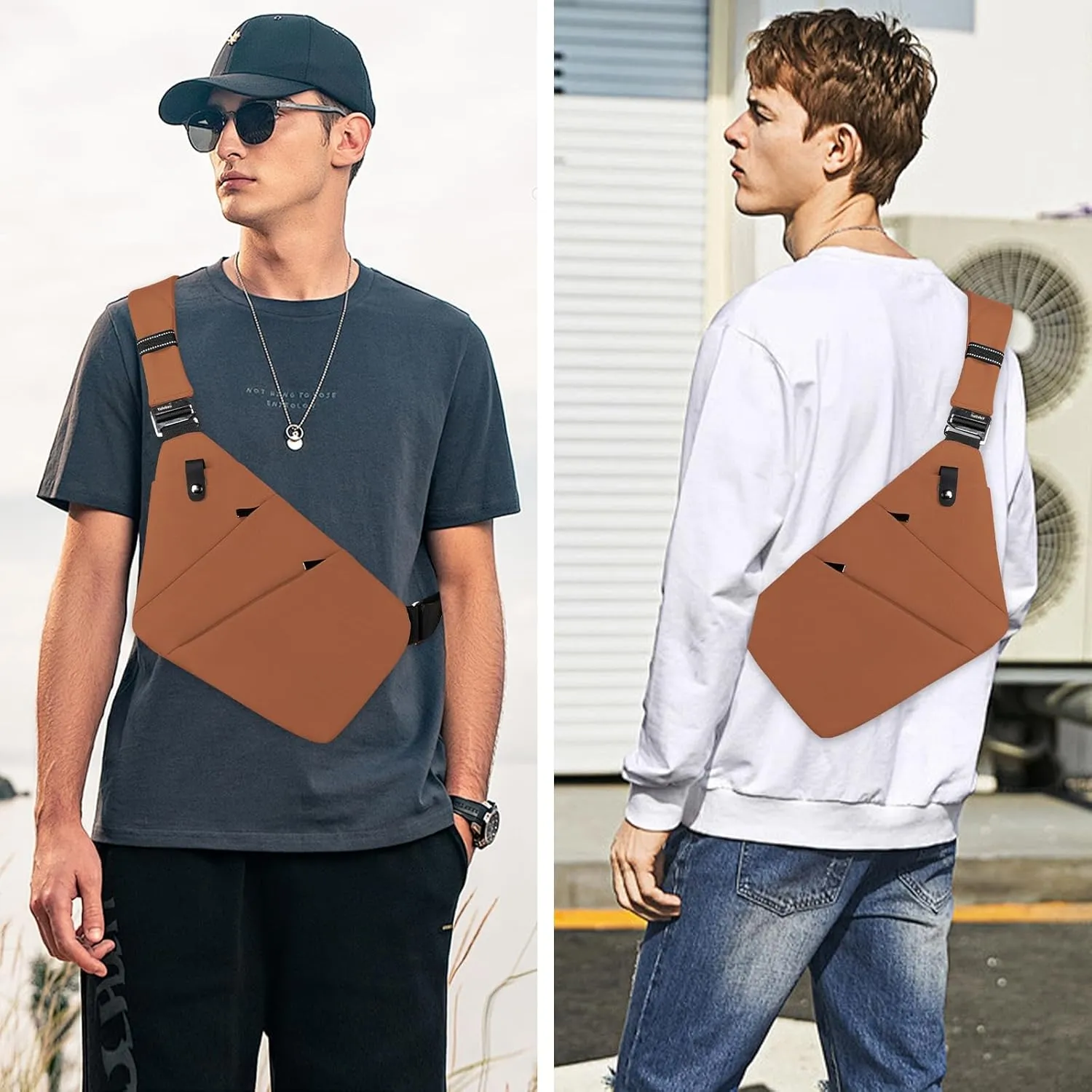 Anti Theft Crossbody Bag,Sling Bag for Women Men,Multi-pocket Chest Shoulder Bag for Travel, Sport, Work