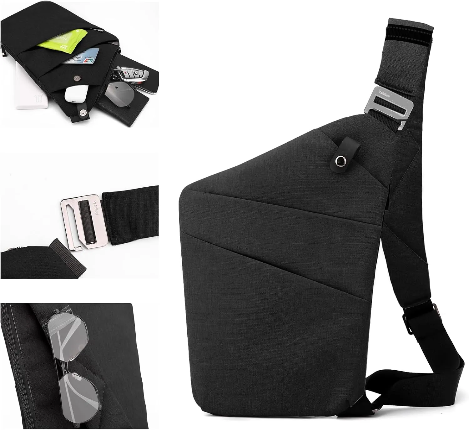 Anti Theft Crossbody Bag,Sling Bag for Women Men,Multi-pocket Chest Shoulder Bag for Travel, Sport, Work