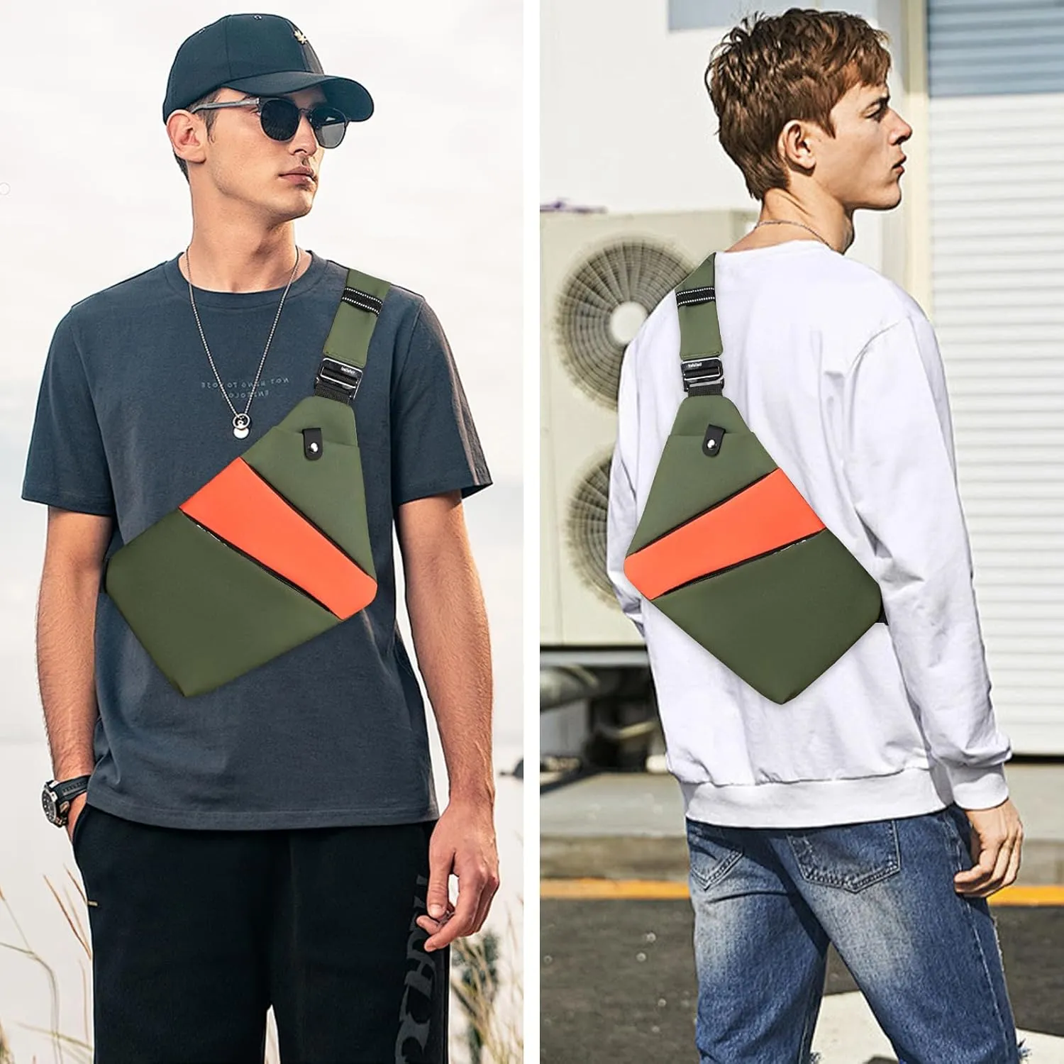 Anti Theft Crossbody Travel Bag - Multi-pocket Shoulder Bag with Adjustable Strap,Slim Sling Bag for Women Men