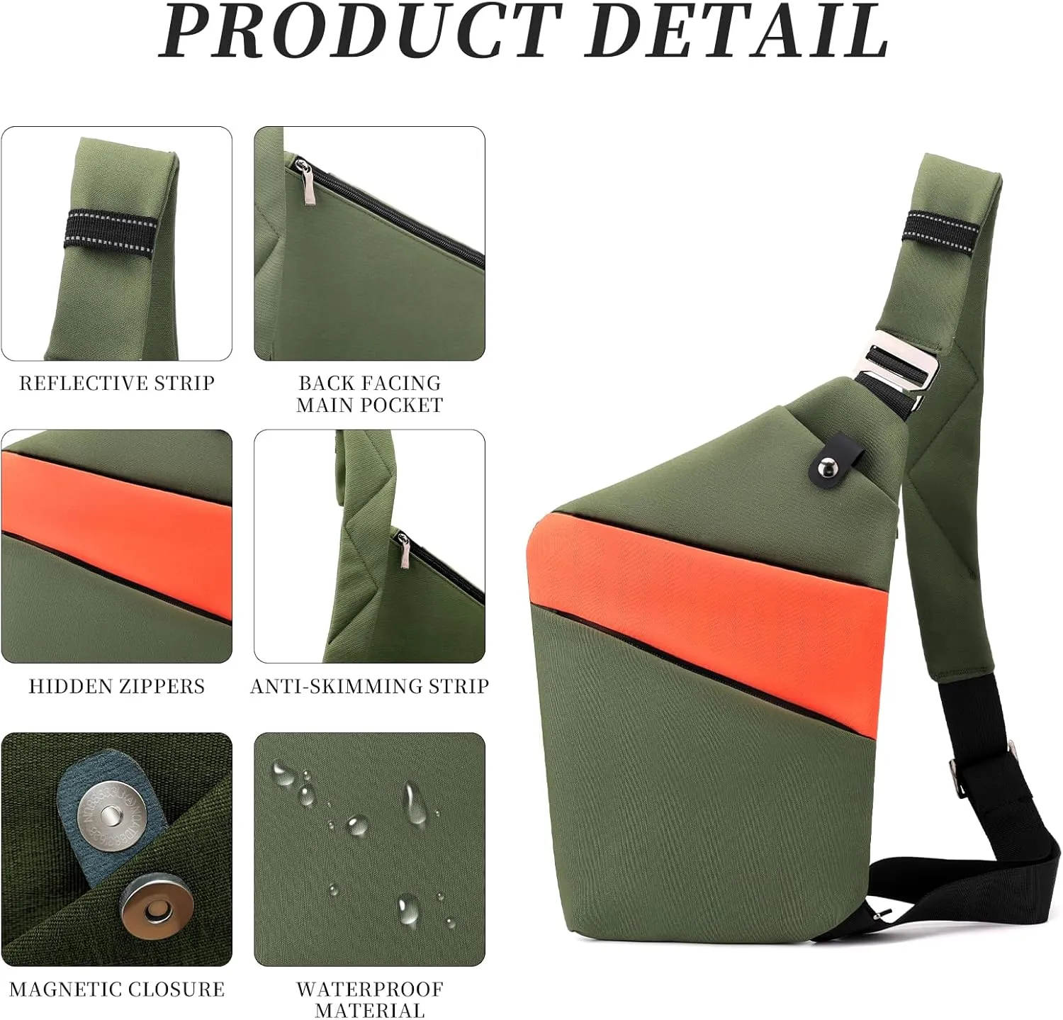 Anti Theft Crossbody Travel Bag - Multi-pocket Shoulder Bag with Adjustable Strap,Slim Sling Bag for Women Men