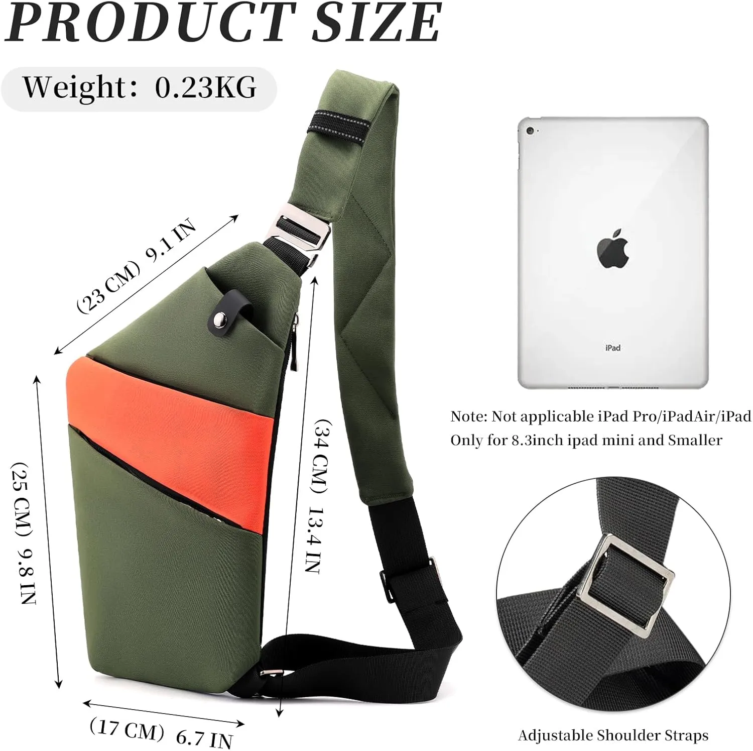 Anti Theft Crossbody Travel Bag - Multi-pocket Shoulder Bag with Adjustable Strap,Slim Sling Bag for Women Men