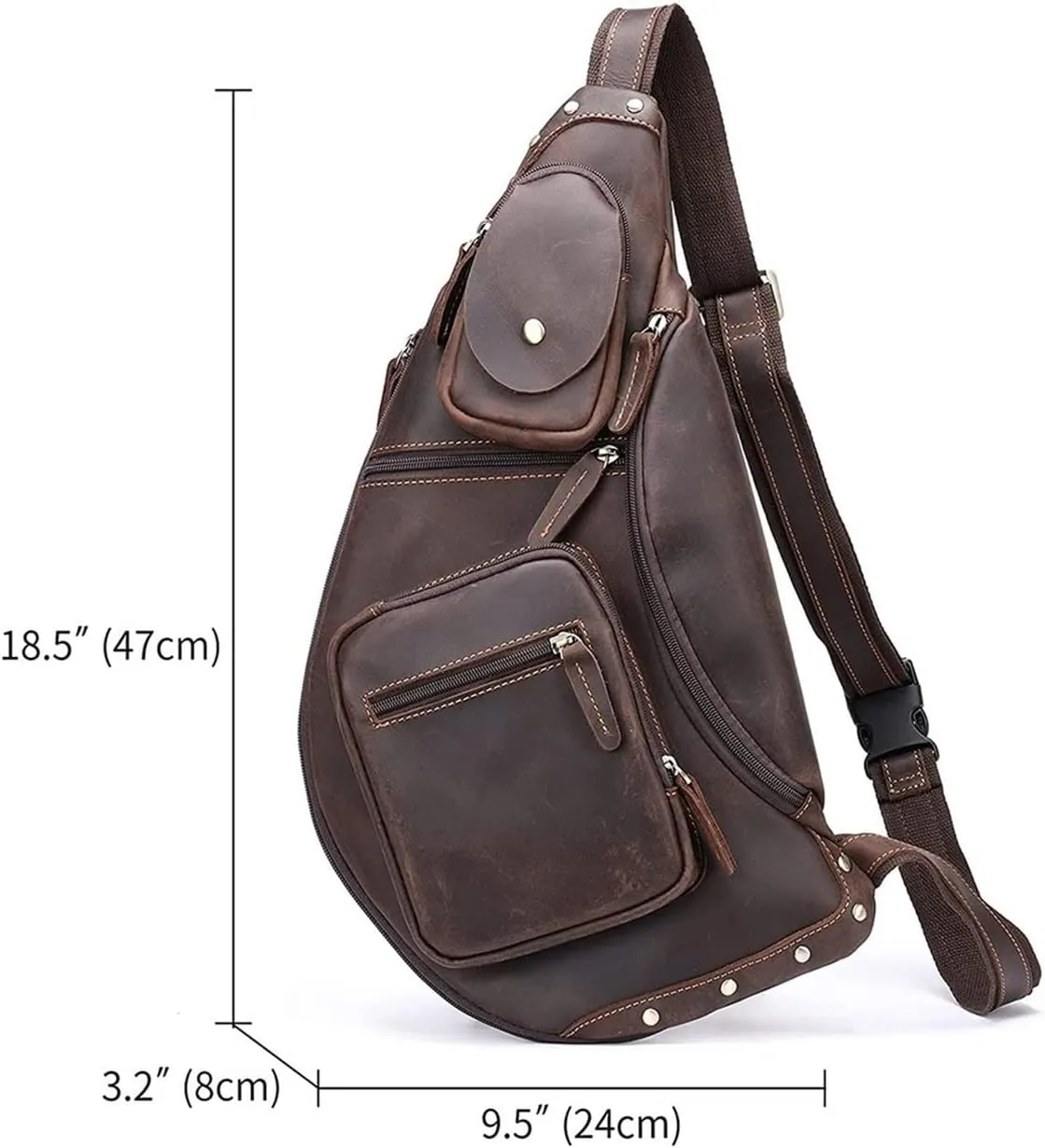Anti Theft Sling Bag Leather Chest Bag Crossbody Shoulder Pack Bag Daypack for Men men Outdoor Travel