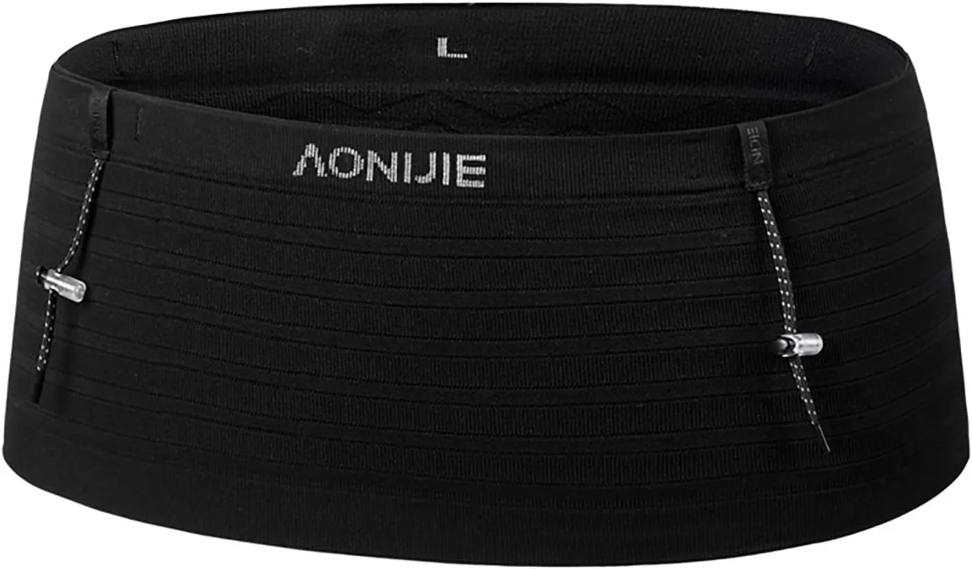 AONIJIE Running belt waist bag, multi-compartment storage waist bag suitable for walking, traveling, sports, hiking, and exercising (black,Large)