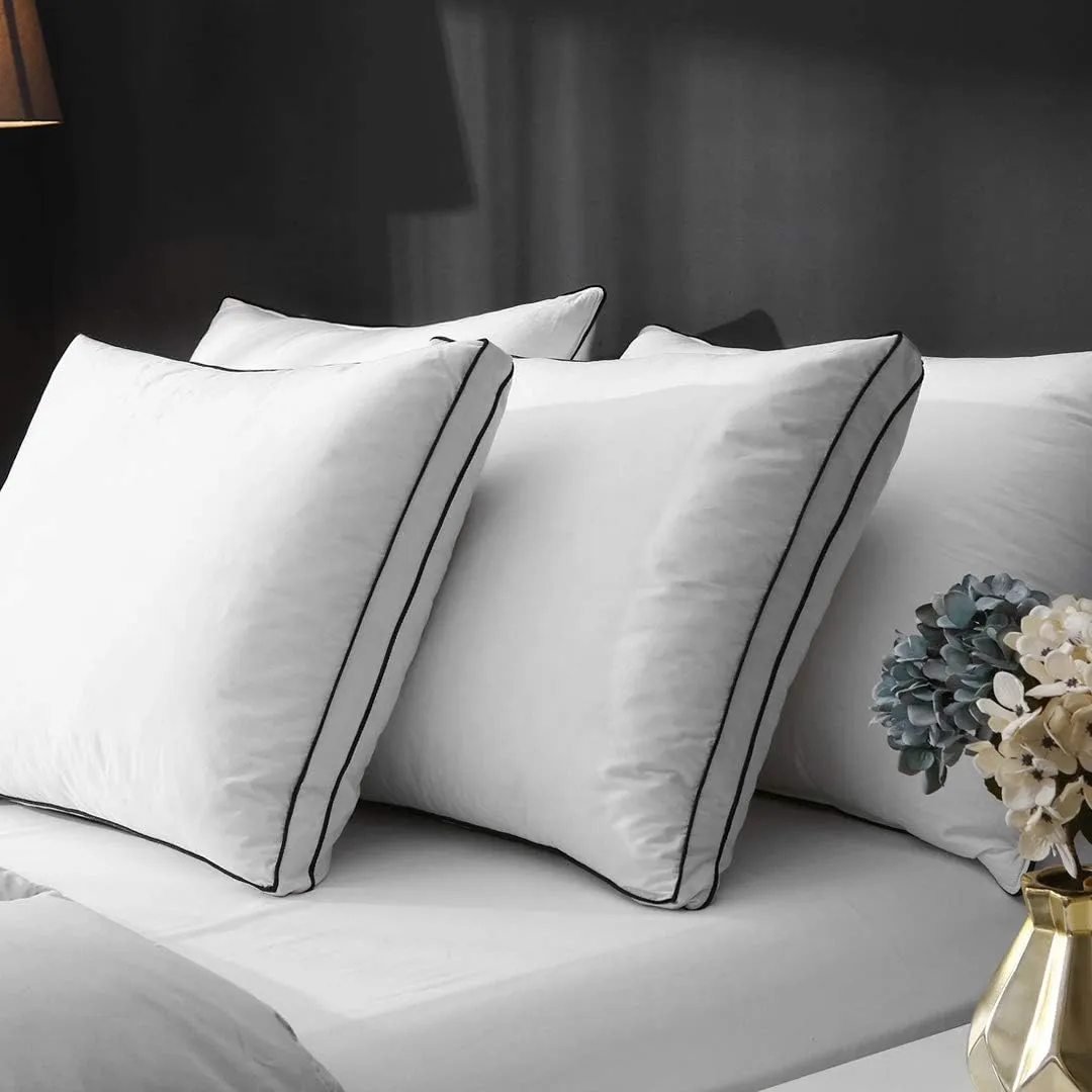 APSMILE Feathers & Down Pillow for Sleeping, 2 Pack King Size Gusseted Pillow Inserts, Hotel Collection Medium Bed Pillow Set for Stomach, Side and Back Sleepers, 20x36