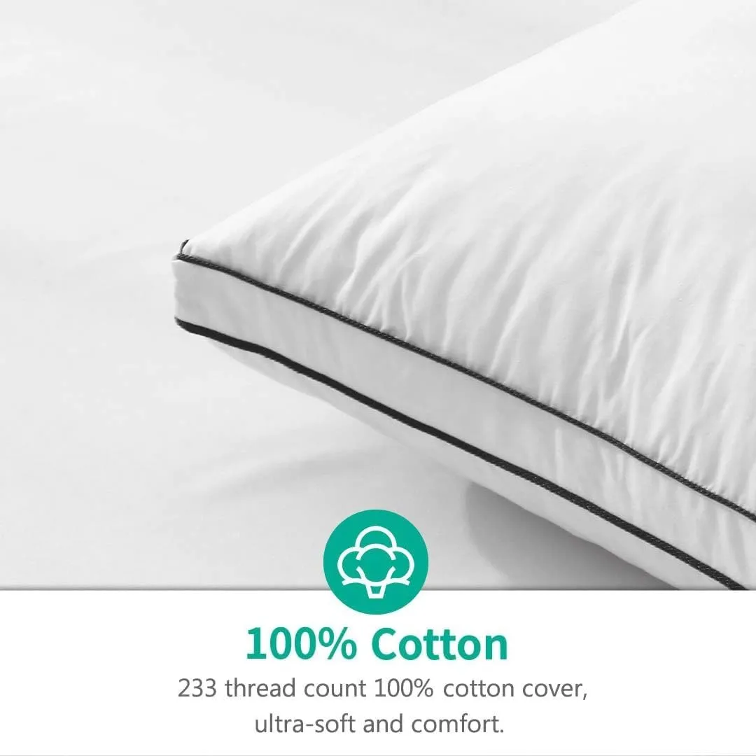APSMILE Feathers & Down Pillow for Sleeping, 2 Pack King Size Gusseted Pillow Inserts, Hotel Collection Medium Bed Pillow Set for Stomach, Side and Back Sleepers, 20x36