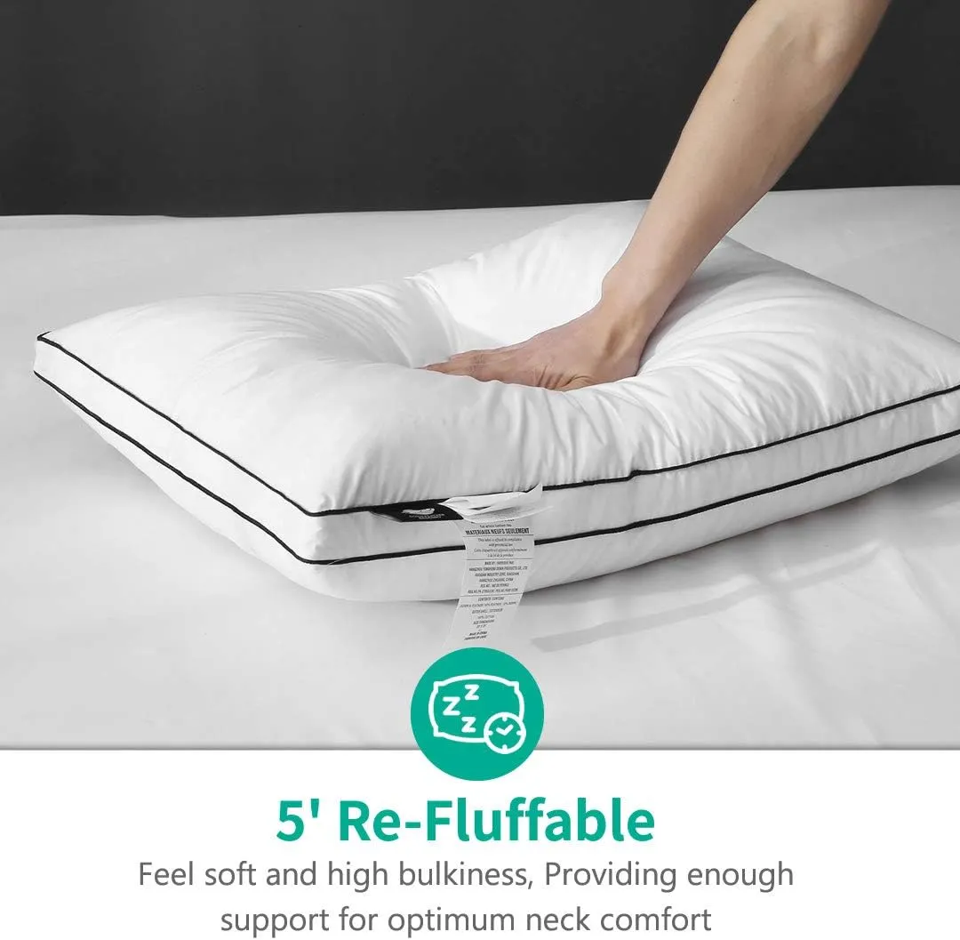 APSMILE Feathers & Down Pillow for Sleeping, 2 Pack King Size Gusseted Pillow Inserts, Hotel Collection Medium Bed Pillow Set for Stomach, Side and Back Sleepers, 20x36