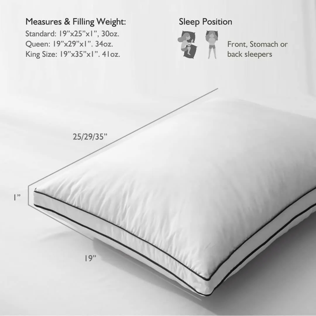 APSMILE Feathers & Down Pillow for Sleeping, 2 Pack King Size Gusseted Pillow Inserts, Hotel Collection Medium Bed Pillow Set for Stomach, Side and Back Sleepers, 20x36