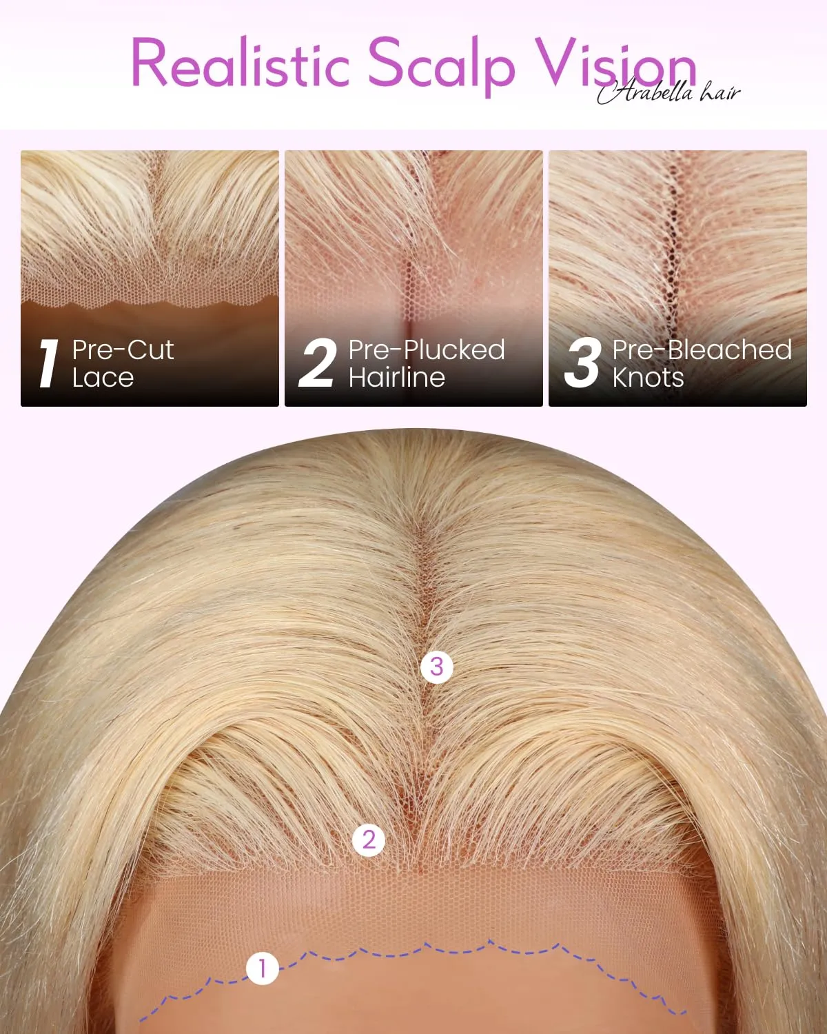 Arabella Lace Front Bob Wig Pre-Plucked, Baby Hair, 210% Density - Human Hair 613 Lace Front - 13x4 Blonde Bob Wig, 12 inches