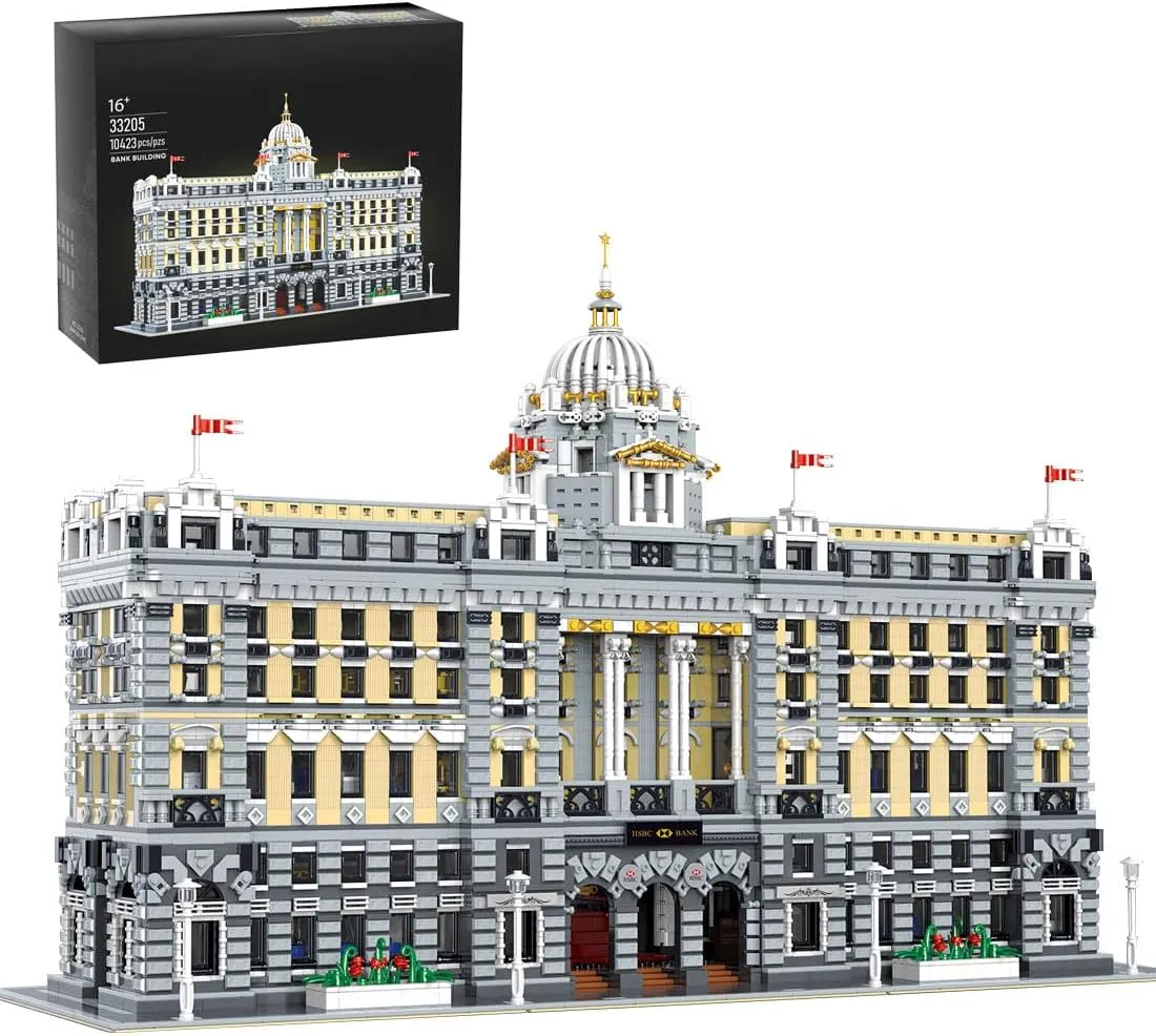 Architecture Landmarks Shanghai Bank Street View Building Set, Modular House Building Bricks for Adults, Modular MOC Buildings Bank - 10423 Pieces