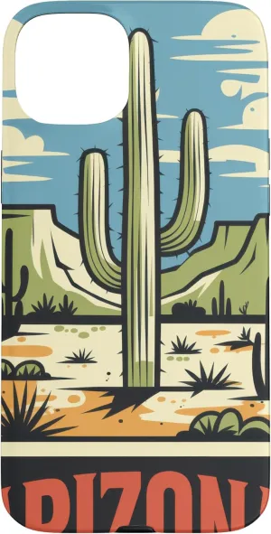 Arizona Cactus Desert Travel Trip Vintage Case for iPhone 15 Plus