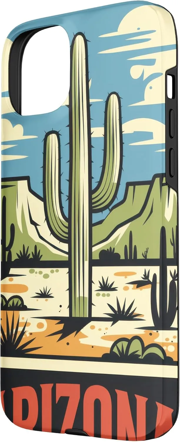 Arizona Cactus Desert Travel Trip Vintage Case for iPhone 15 Plus