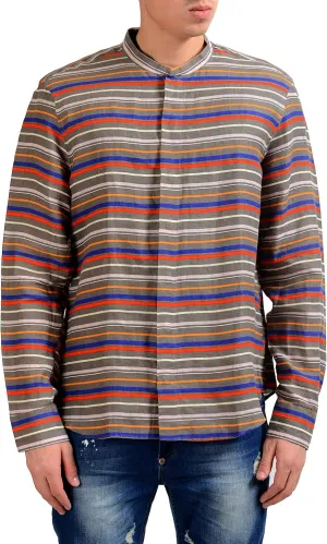 Armani Collezioni Men's 100% Linen Striped Button Front Casual Shirt US XL IT 54
