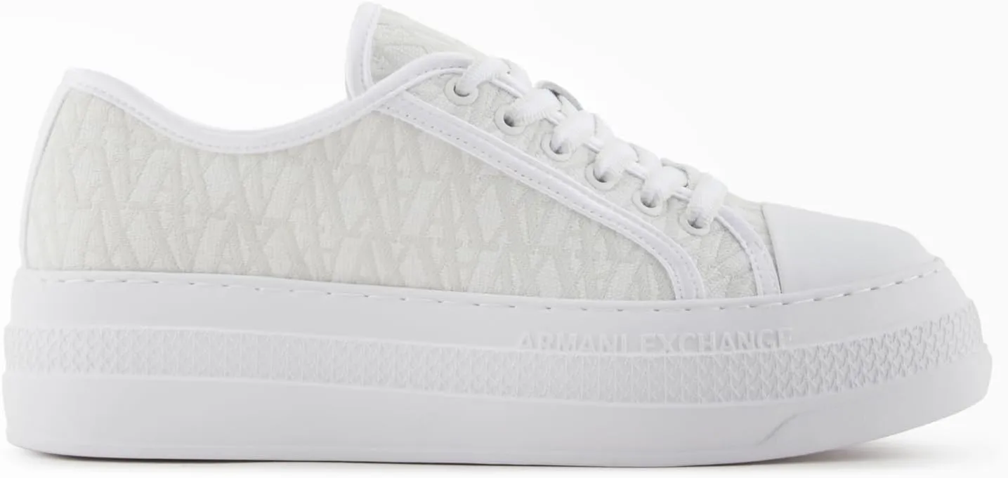 Armani Exchange Women's Jacquard All Over A|x Monogram Logo Sneaker
