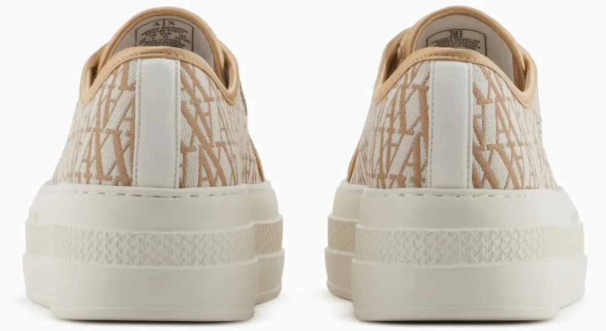 Armani Exchange Women's Jacquard All Over A|x Monogram Logo Sneaker