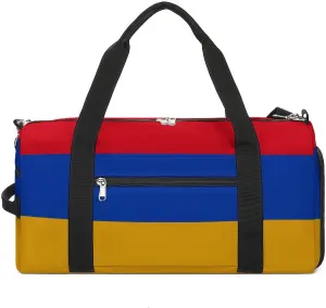 Armenian Flag Duffel for Boys Girls with Shoe Compartment and Wet Pocket