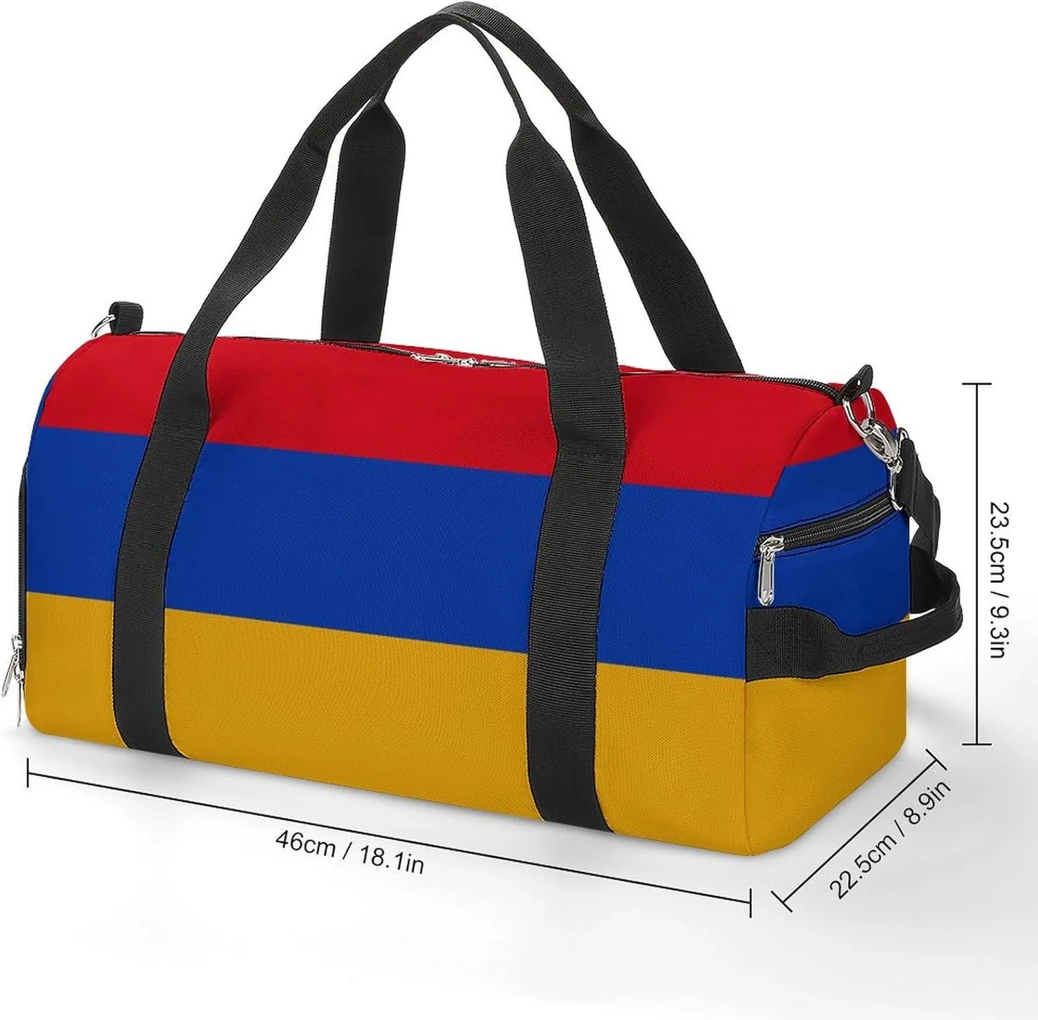 Armenian Flag Duffel for Boys Girls with Shoe Compartment and Wet Pocket