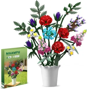 Artificial Flower Bouquet Building Kit - 1000 Piece Botanical Collection with Roses for Home Décor, Valentine's Day, Birthdays - Ideal for Adults, Women, Mothers, and Girls