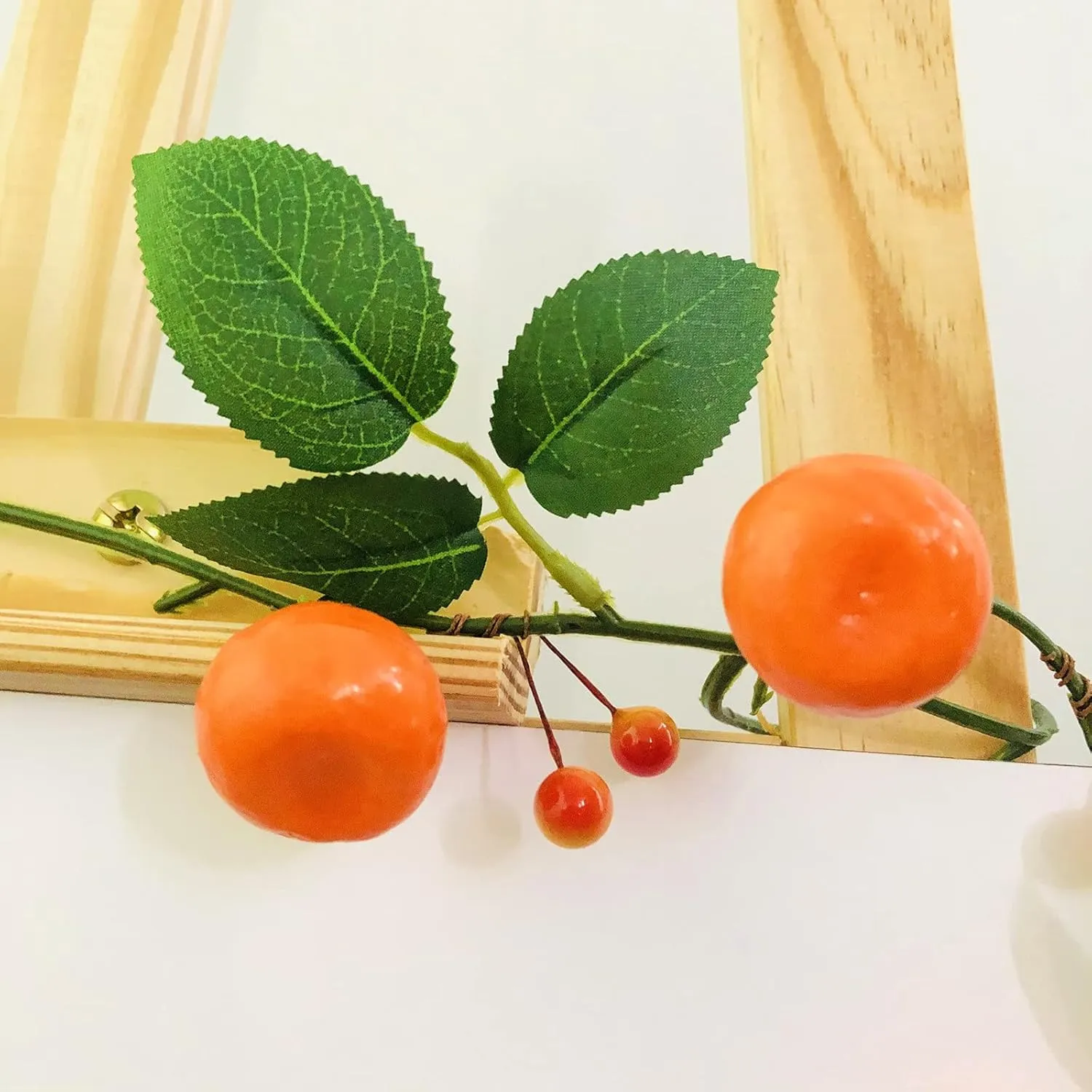 Artificial Fruit Tangerine String Lights 80LED Oranges Berries Kumquat Hanging Vines Light Plant Garland Battery Powered for Home Garden Wedding Party Decor (Tangerine Vine with LED, 4 Pack)