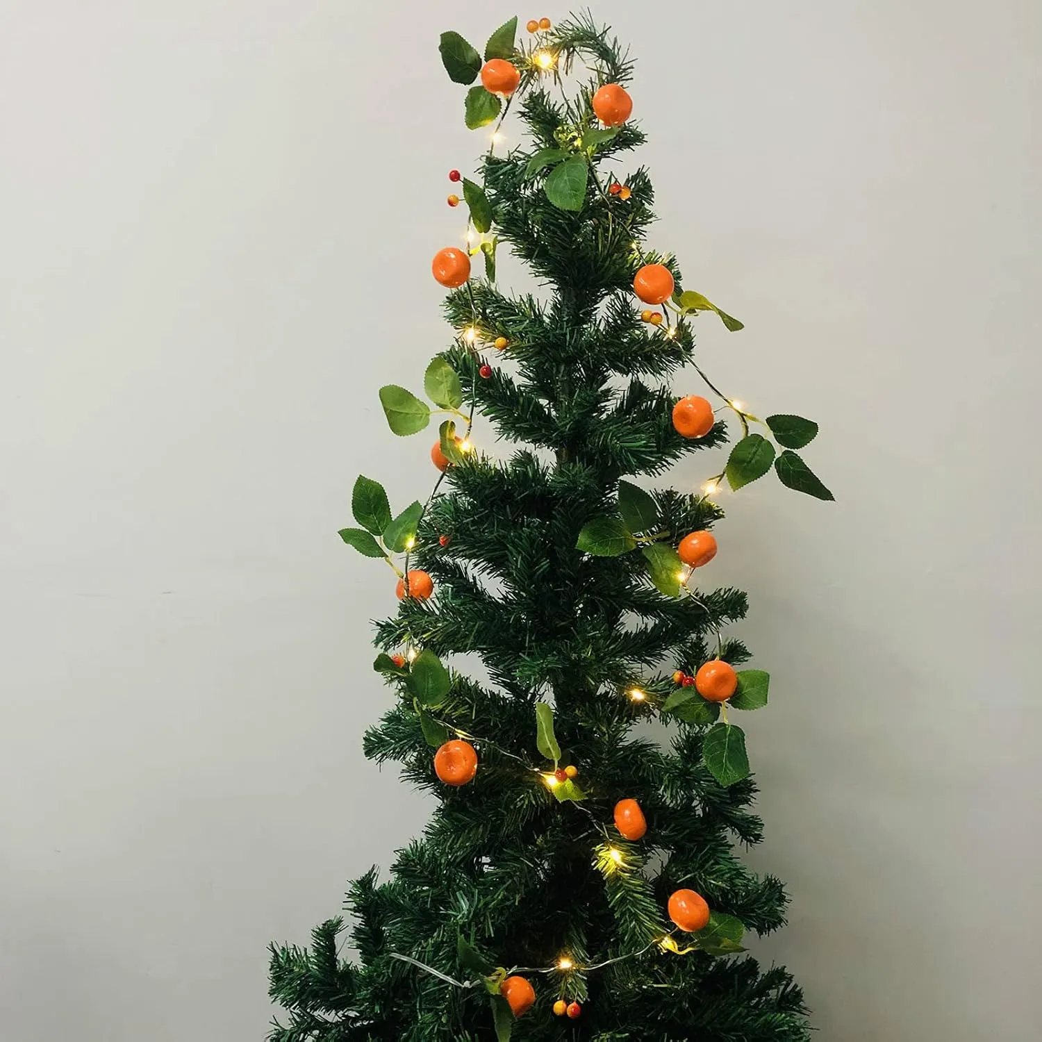 Artificial Fruit Tangerine String Lights LED Oranges Hanging Vines Plant Garland Artificial Berries Kumquat Light for Home Wedding Party Decor (Tangerine Vine with LED, 2 Pack)