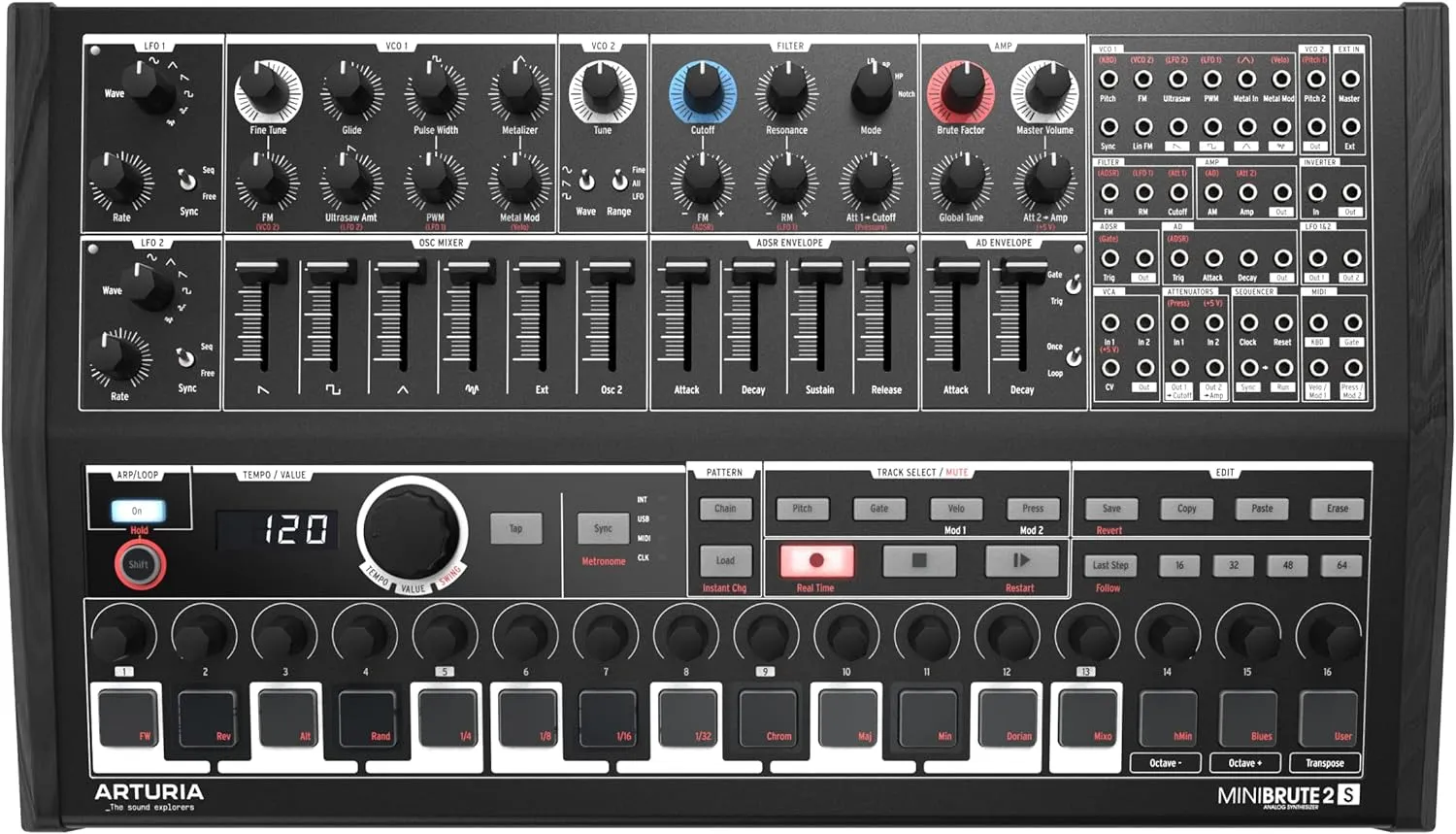 Arturia MiniBrute 2S Semi-Modular Analog Synthesizer and Step Sequencer