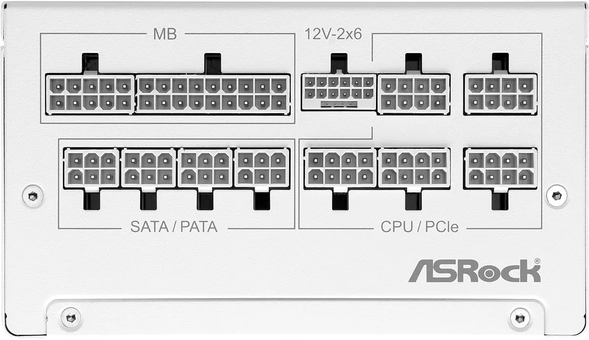 ASRock Steel Legend SL-1000GW 1000W 80 Plus Gold & Cybenetics Platinum Full Modular Power Supply ATX3.1 PCIe5.1 Ready with Dual Color 12V-2x6 Cable 10 Years Warranty White Edition Japanese Capacitor