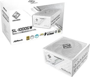ASRock Steel Legend SL-1000GW 1000W 80 Plus Gold & Cybenetics Platinum Full Modular Power Supply ATX3.1 PCIe5.1 Ready with Dual Color 12V-2x6 Cable 10 Years Warranty White Edition Japanese Capacitor