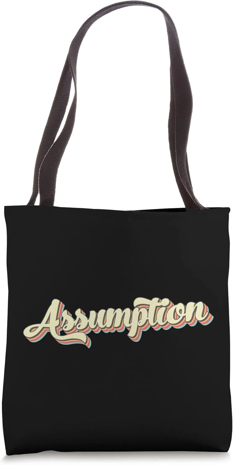 Assumption TShirt Retro Art Baseball Font Vintage Tote Bag