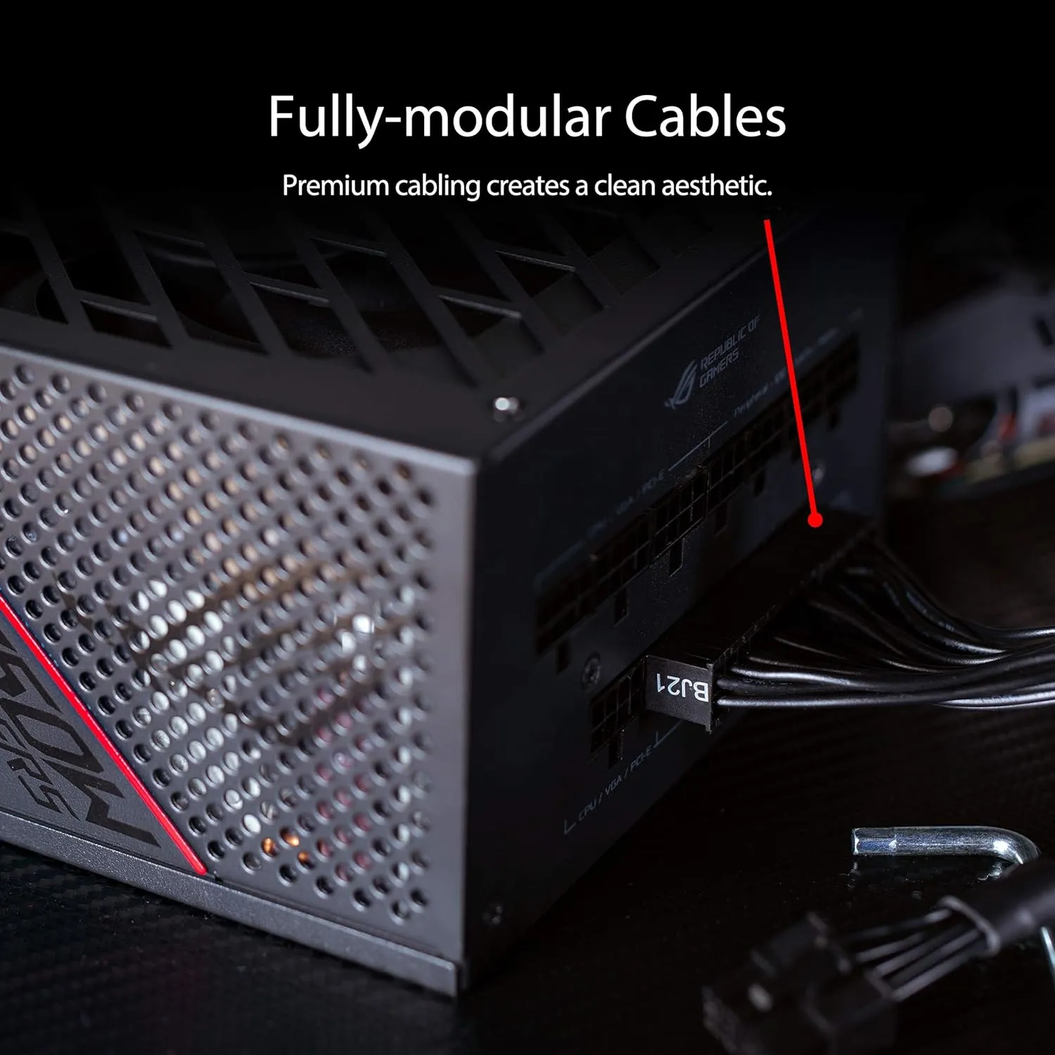 ASUS ROG STRIX 850W Gold Modular PSU with ROG Heatsinks, Axial-tech Fan, 10-Year Warranty