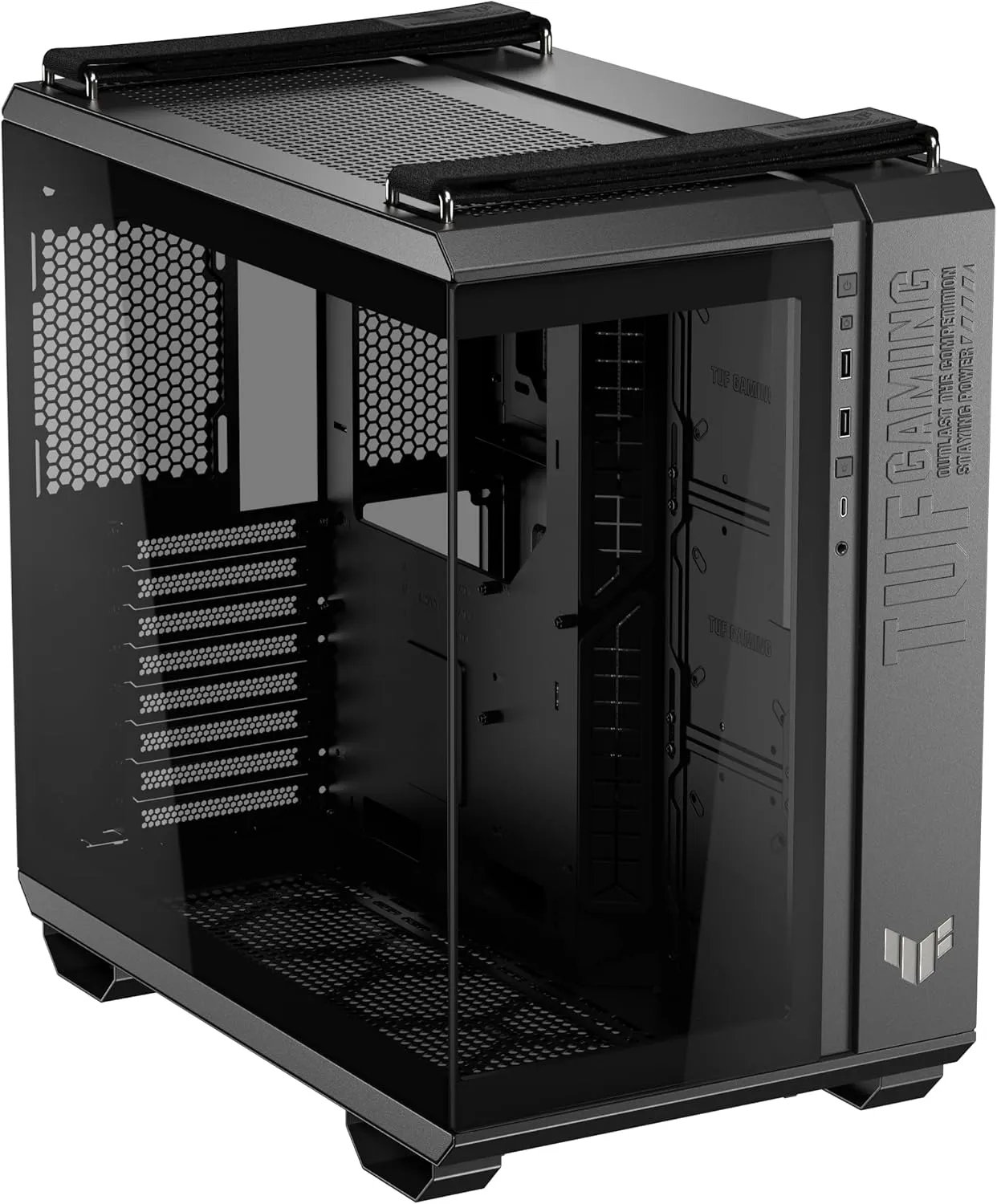 ASUS TUF Gaming GT502 Horizon ATX Mid-Tower Gaming Case (Boundless Panoramic Design, Dual-Chamber, Independent CPU and GPU Cooling Zones, Tool-Free Side Panels, USB 10 Gbps Type-C® Front Panel)