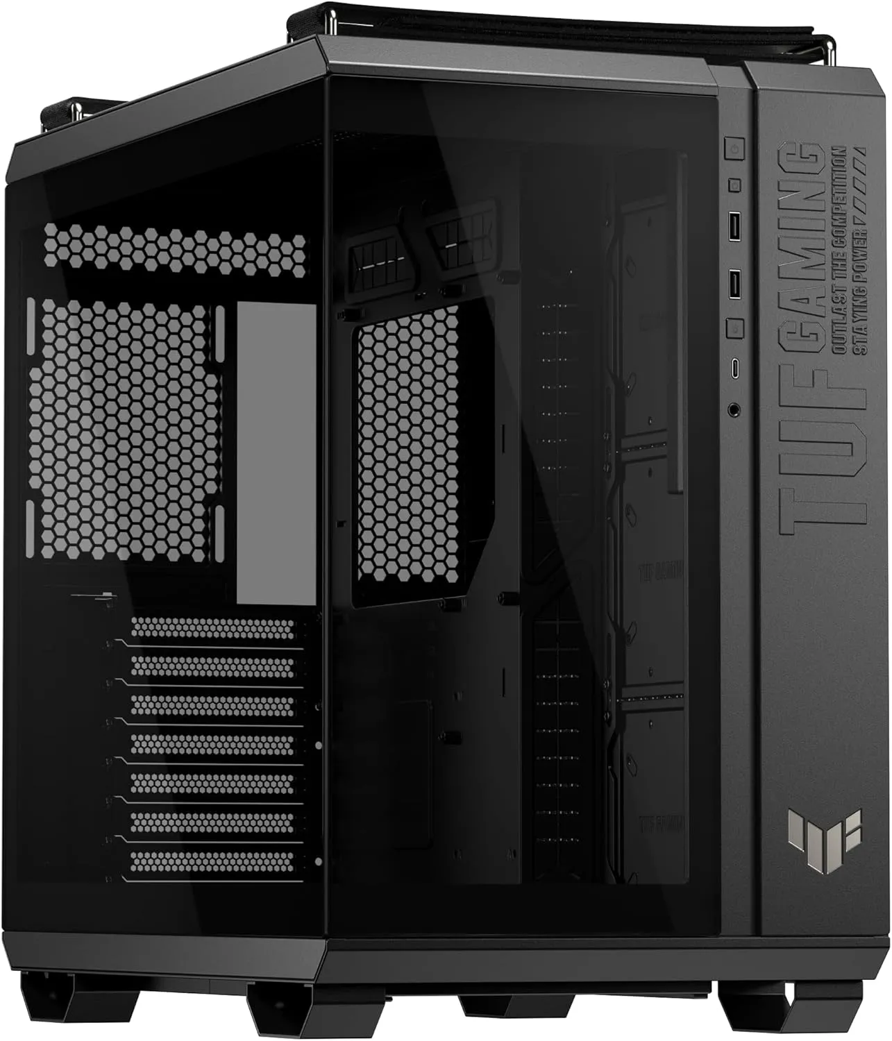 ASUS TUF Gaming GT502 Horizon ATX Mid-Tower Gaming Case (Boundless Panoramic Design, Dual-Chamber, Independent CPU and GPU Cooling Zones, Tool-Free Side Panels, USB 10 Gbps Type-C® Front Panel)