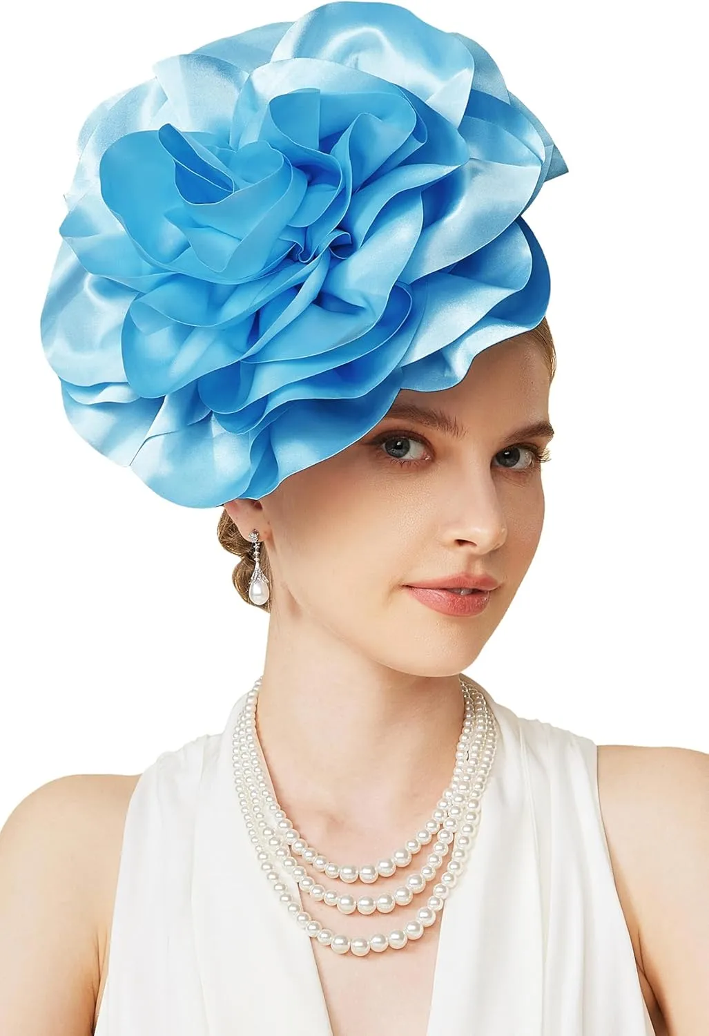 BABEYOND Fascinators Hats for Women - Tea Party Kentucky Fascinator Derby Hat Smooth Flower Fluffy Headband with Hair Clip
