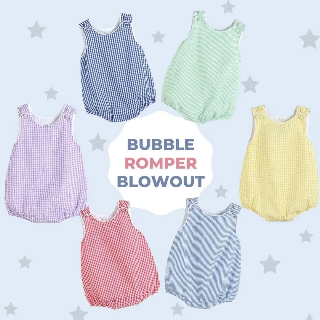 Baby & Toddler Boys and Girls Seersucker or Gingham One-Piece Bubble Romper
